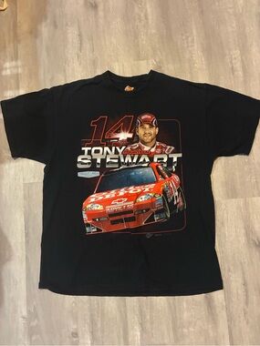 Nascar Tony Stewart Black Red Graphic Racing Tee